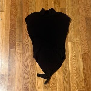 Elegant Black Bodysuit Top High Neck